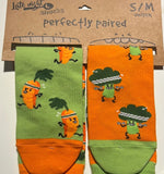 Late Night Snacks: Carrot & Broccoli  Perfectly Paired Unisex Socks size small/ medium