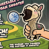 Llama Popper with pink ears and green blanket