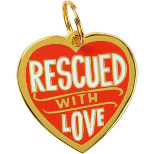 Dog Collar Charm: "Rescued with Love"