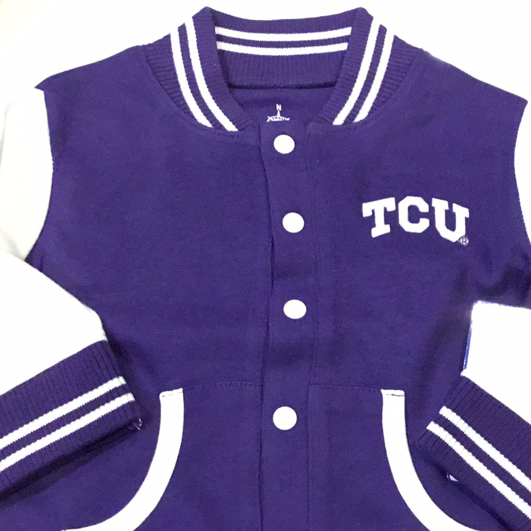 Adult Sweatshirt Varsity Jacket PURPLE/WHITE