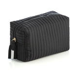 SHIRALEAH EZRA QUILTED NYLON LARGE BOXY COSMETIC POUCH, BLACK