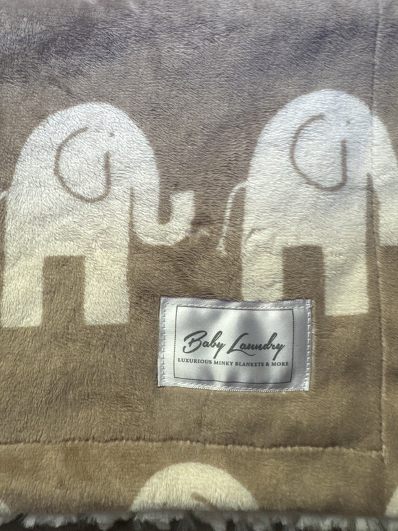 Baby Laundry Elephant Blanket set with coordinating small lovey blanket