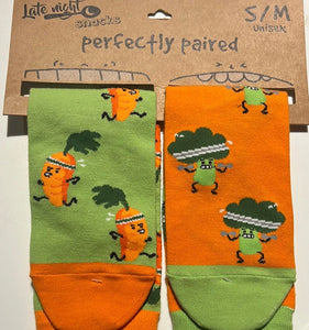 Late Night Snacks: Carrot & Broccoli  Perfectly Paired Unisex Socks