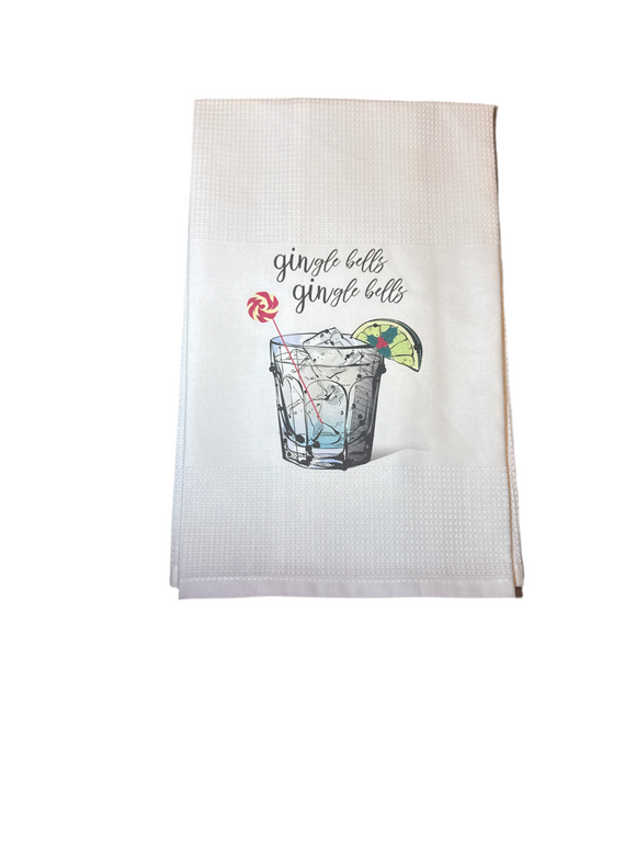 Tea Towel: Gin-gle Bells, Gin-gle Bells
