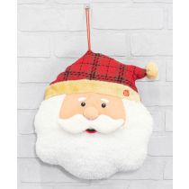 Singing & Shakin Happy Santa Face Pillow Door Hanger