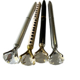 Diamond ring pens.  Diamond stone in acting setting on top of a pen. Makes a great and creative engagement gift, bridal shower, wedding book pen ….