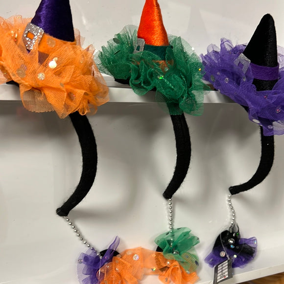 Halloween witches hat and dangling earring headbands