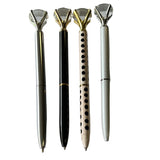 Diamond ring pens.  Diamond stone in acting setting on top of a pen. Makes a great and creative engagement gift, bridal shower, wedding book pen ….