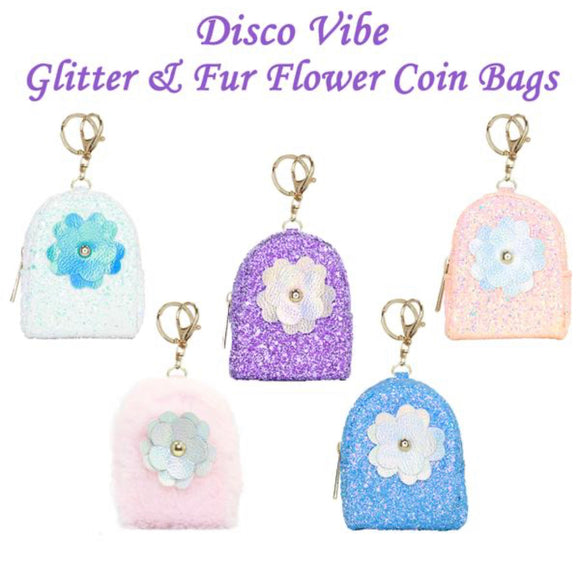 Childrens: Flower Coin Bag Keychains