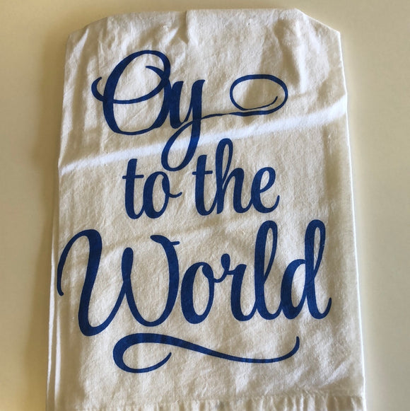 Oy to the world tea towel
